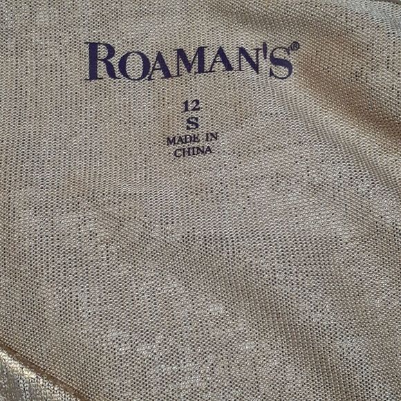 Roaman's Metallic Gold Twist Front Short Sleeve Top 12 NWOT - Picture 5 of 8